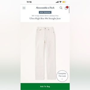 Like new Abercrombie 90s straight ultra high rise jeans. Size 29L